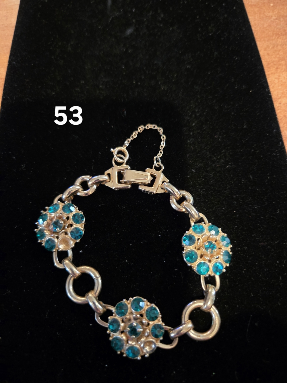 Teal Crystal Cluster Link Bracelet - Women Jewelry